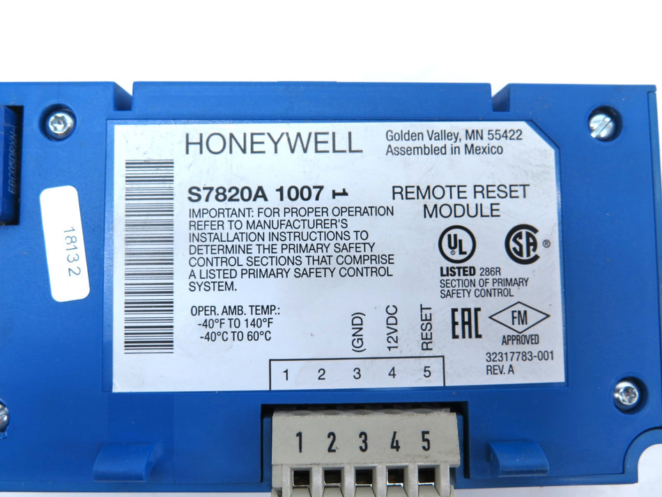 Honeywell S7820A 1007 Remote Reset Module - Advance Operations
