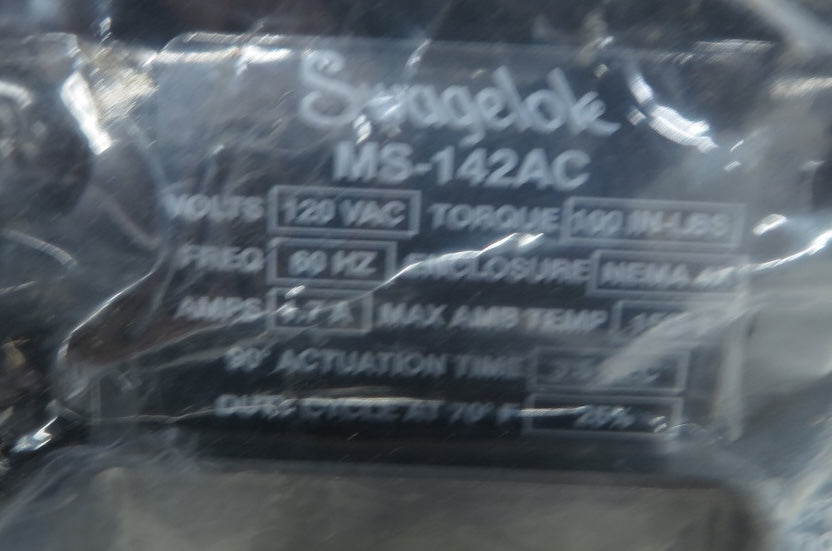 Swagelok MS-142AC Actuator & SS-63VS8-KL-M-42AC-3500 Stainless Valve - Advance Operations
