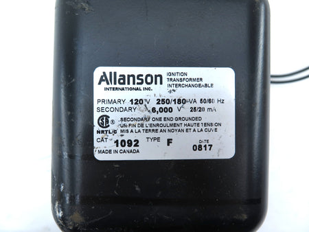 Allanson 1092 Interchangeable Ignition Transformer - Advance Operations
