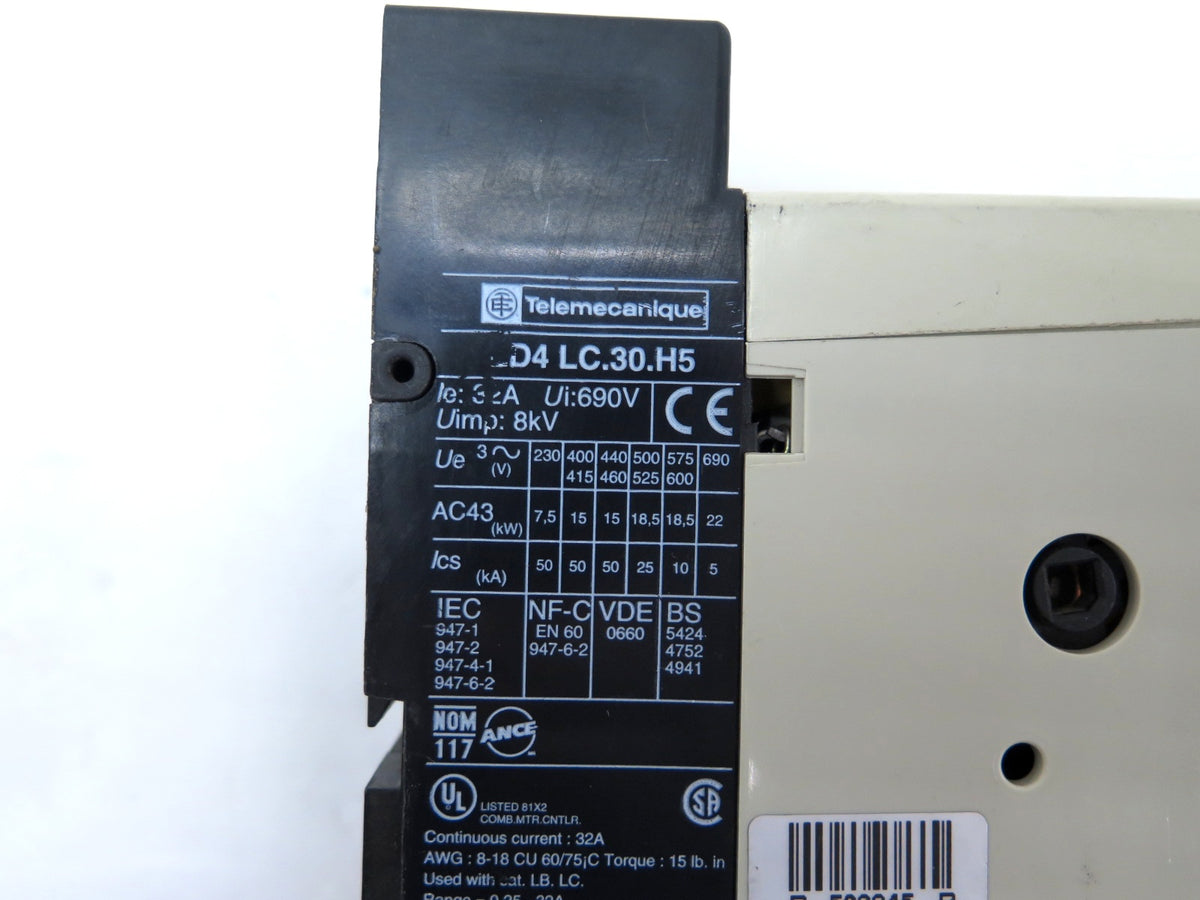 Telemecanique / Square D LD4LC.30.H5 Motor Starter & LB1LC03M17 Overload - Advance Operations