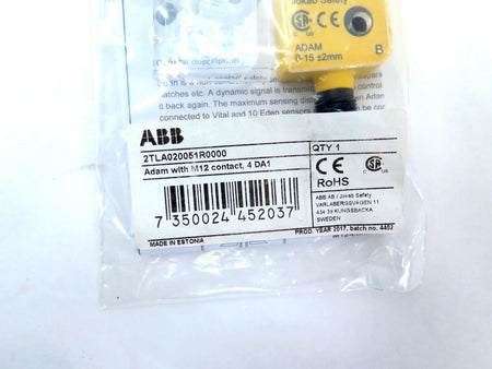 ABB 2TLA020051R0000 Safety Sensor Adam With M12 Contact 4 DA1 - Advance Operations