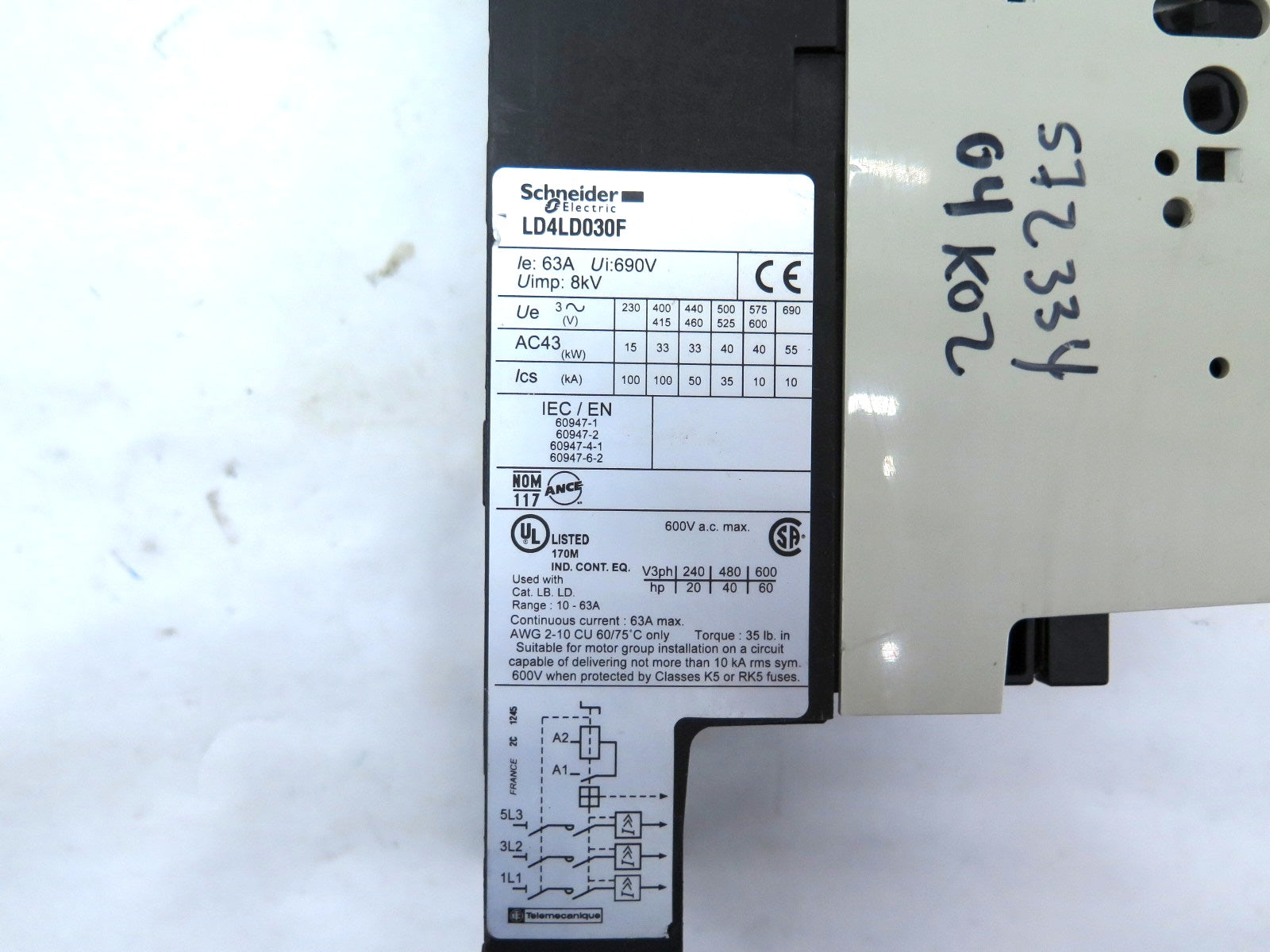 Schneider Electric LD4LD030F Contactor Breaker / Motor Starter - Advance Operations