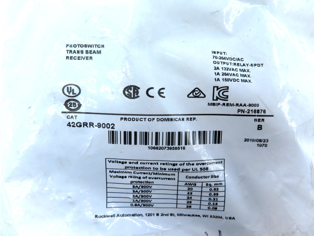 Allen-Bradley 42GRR-9002 Photoswitch Transbeam Receiver - Advance Operations