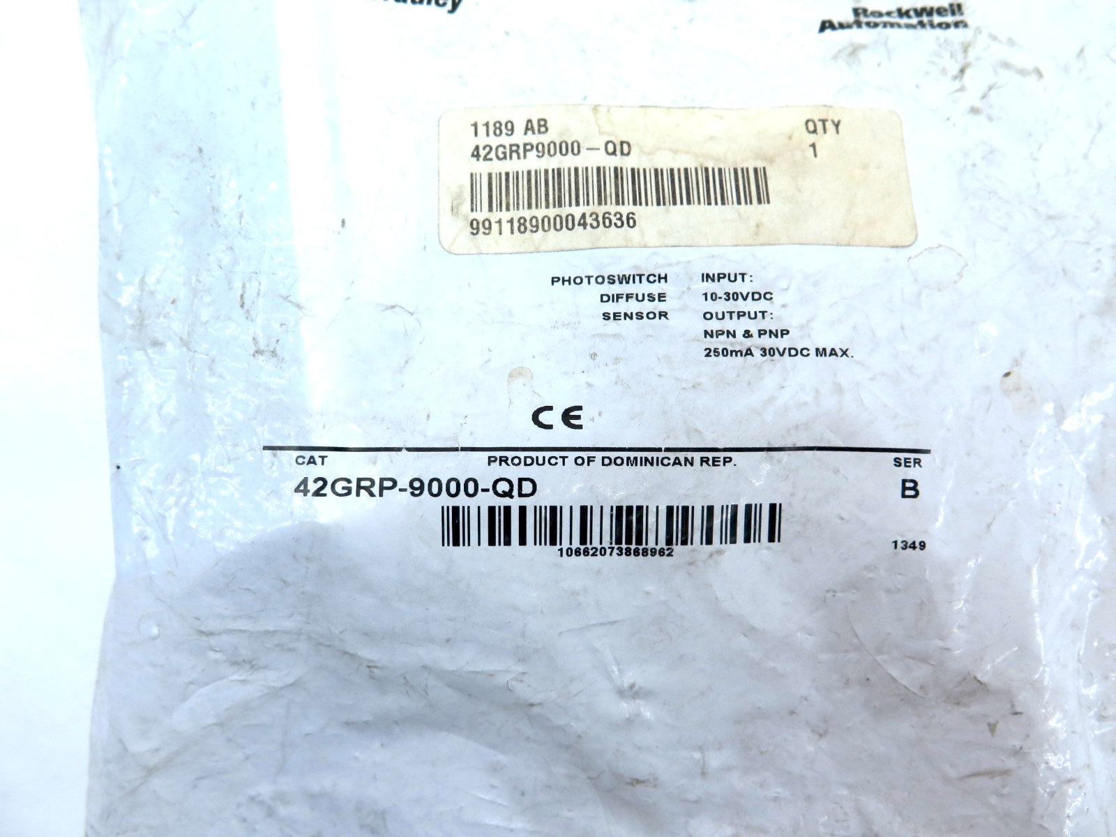 Allen-Bradley 42GRP-9000-QD PhotoSwitch Diffuse Sensor - Advance Operations