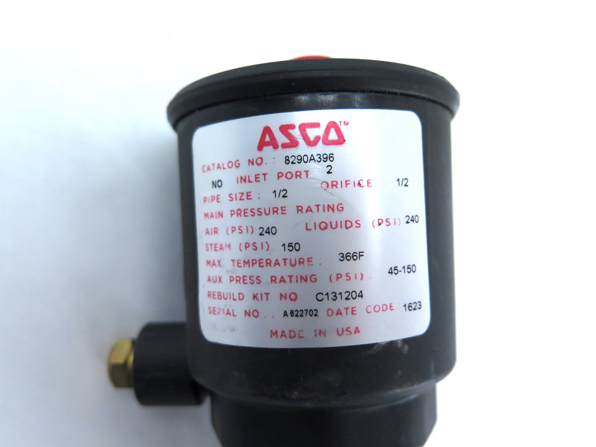 Asco 8290A396 1/2" Angle Body Piston Valve NEW NO BOX - Advance Operations