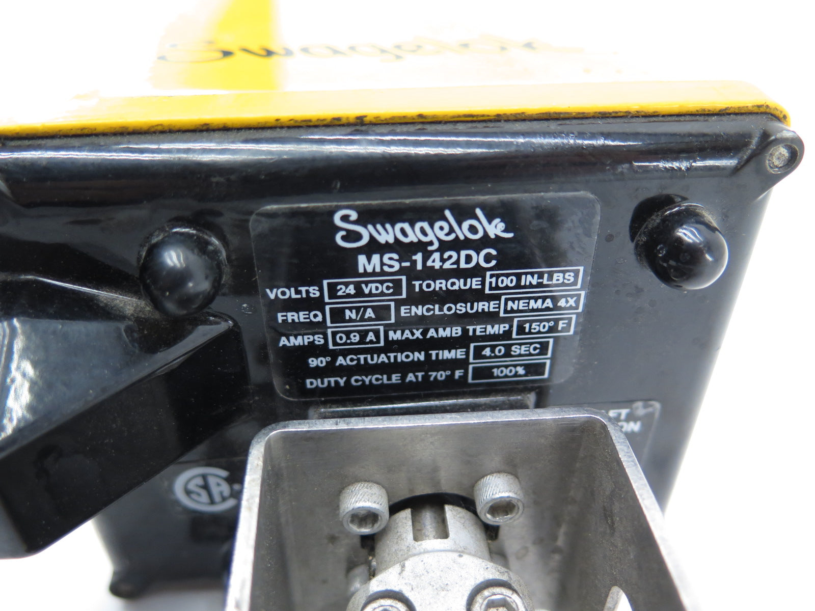 Swagelok MDS-142DC Electric Actuator 24Vdc & SS-63VS8-KL-M-42DC-3600 Valve - Advance Operations