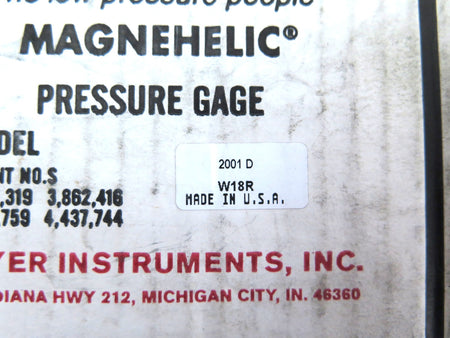Dwyer 2001 D W17R Magnehelic Differential Pressure Gauge - Advance Operations