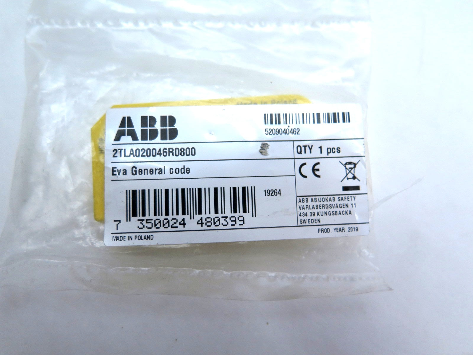 ABB 2TLA020046R0800 Eva General Code Actuator Sensor Switch - Advance Operations
