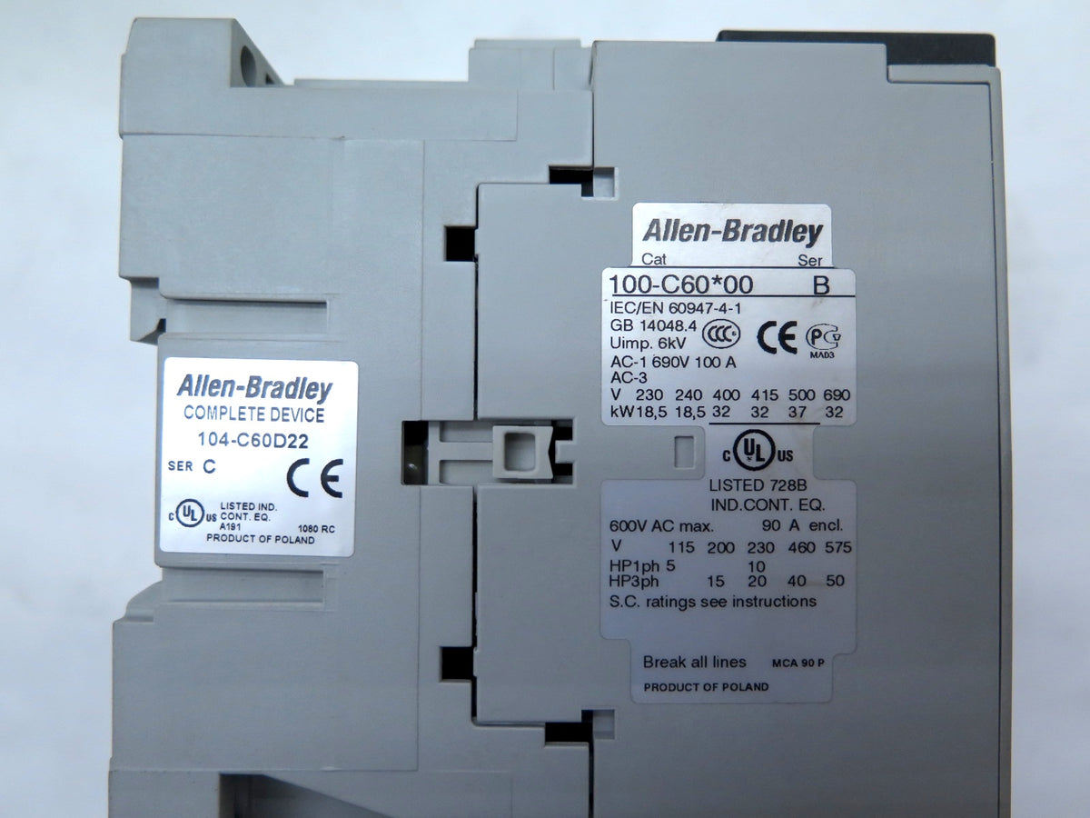 Allen-Bradley 104-C60D22 Reversing Contactor 32KW / 50 HP NEW IN BOX - Advance Operations