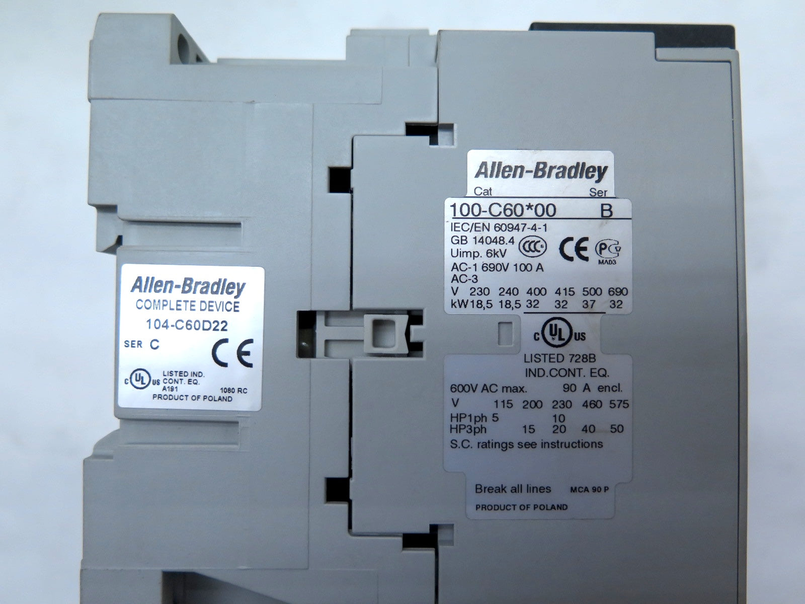 Allen-Bradley 104-C60D22 Reversing Contactor 32KW / 50 HP NEW IN BOX - Advance Operations