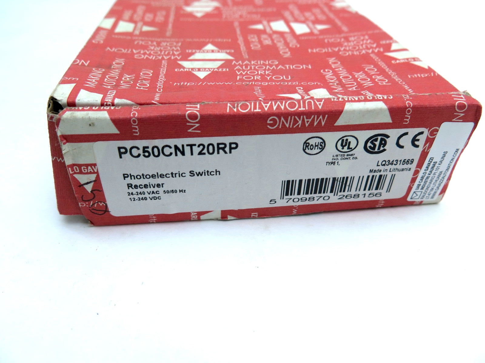Carlo Gavazzi PC50CNT20RP Photoelectric Switch 24-240Vac - Advance Operations