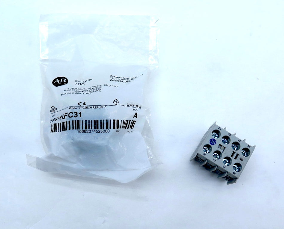 Allen-Bradley 100-KFC31 Auxiliary Contact Block 600Vac Max 10A LOT OF 2 - Advance Operations