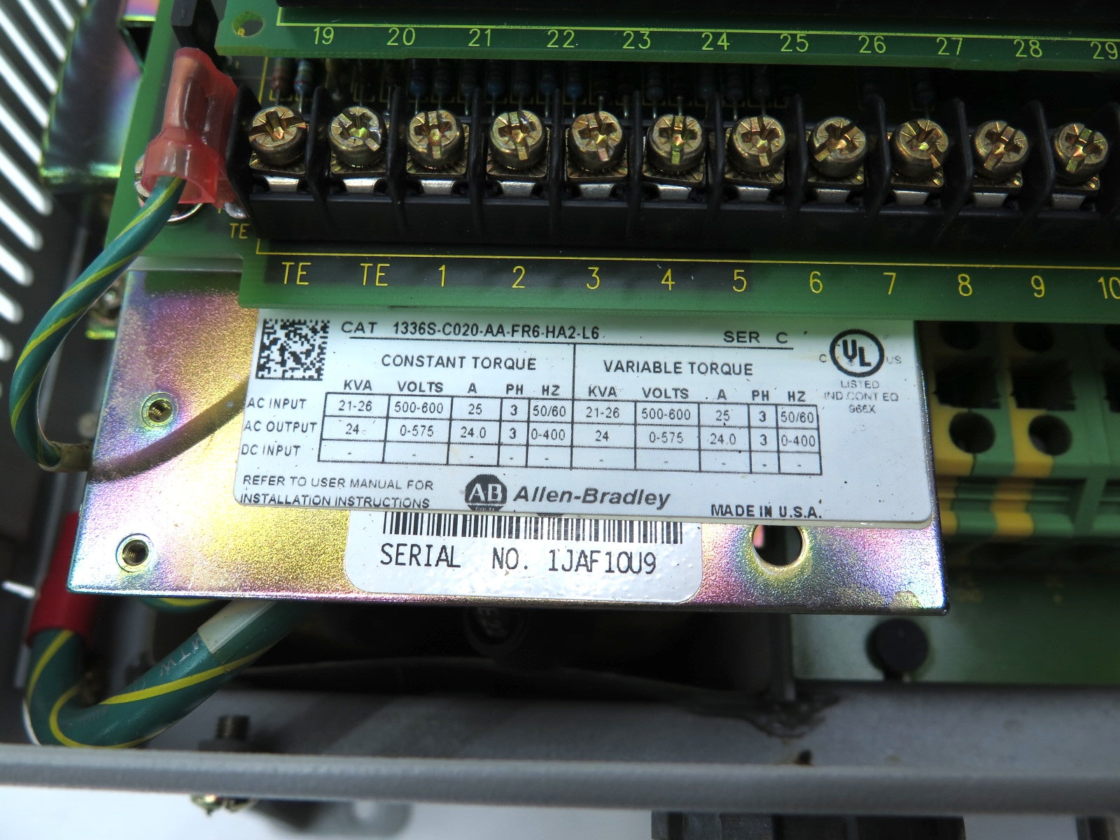 Allen-Bradley 1336S-C020-AA-FR6-HA2-L6 AC Drive 1336 26kVa / 20HP 500-600Vac - Advance Operations