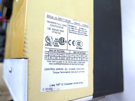 Eaton / Cutler Hammer S801T18N3B Soft Starter 150HP 180A 600V 3Ph Max *READ - Advance Operations