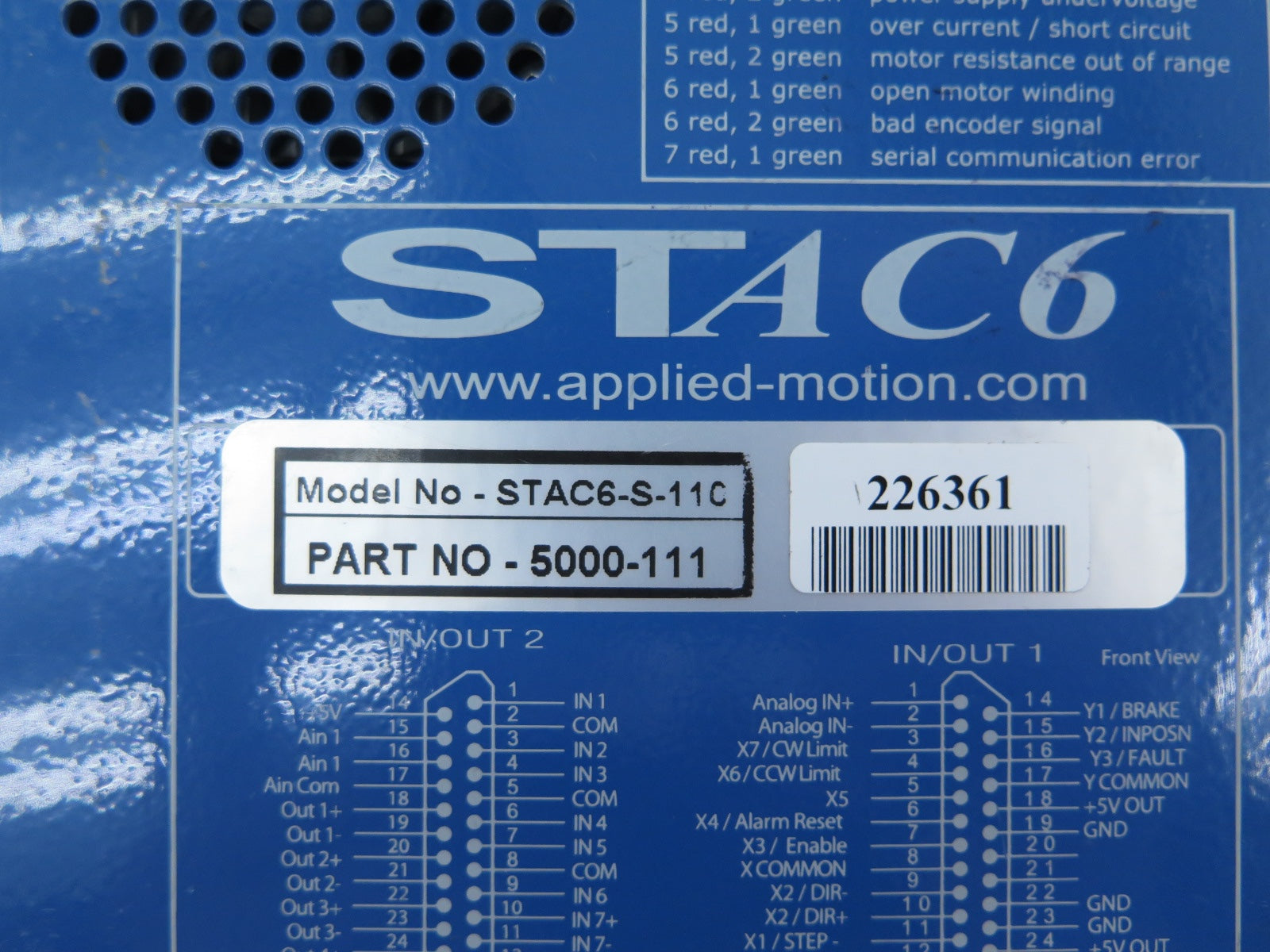Applied Motion Products STAC6-S-11C Micro Stepper Drive *FOR PARTS* - Advance Operations