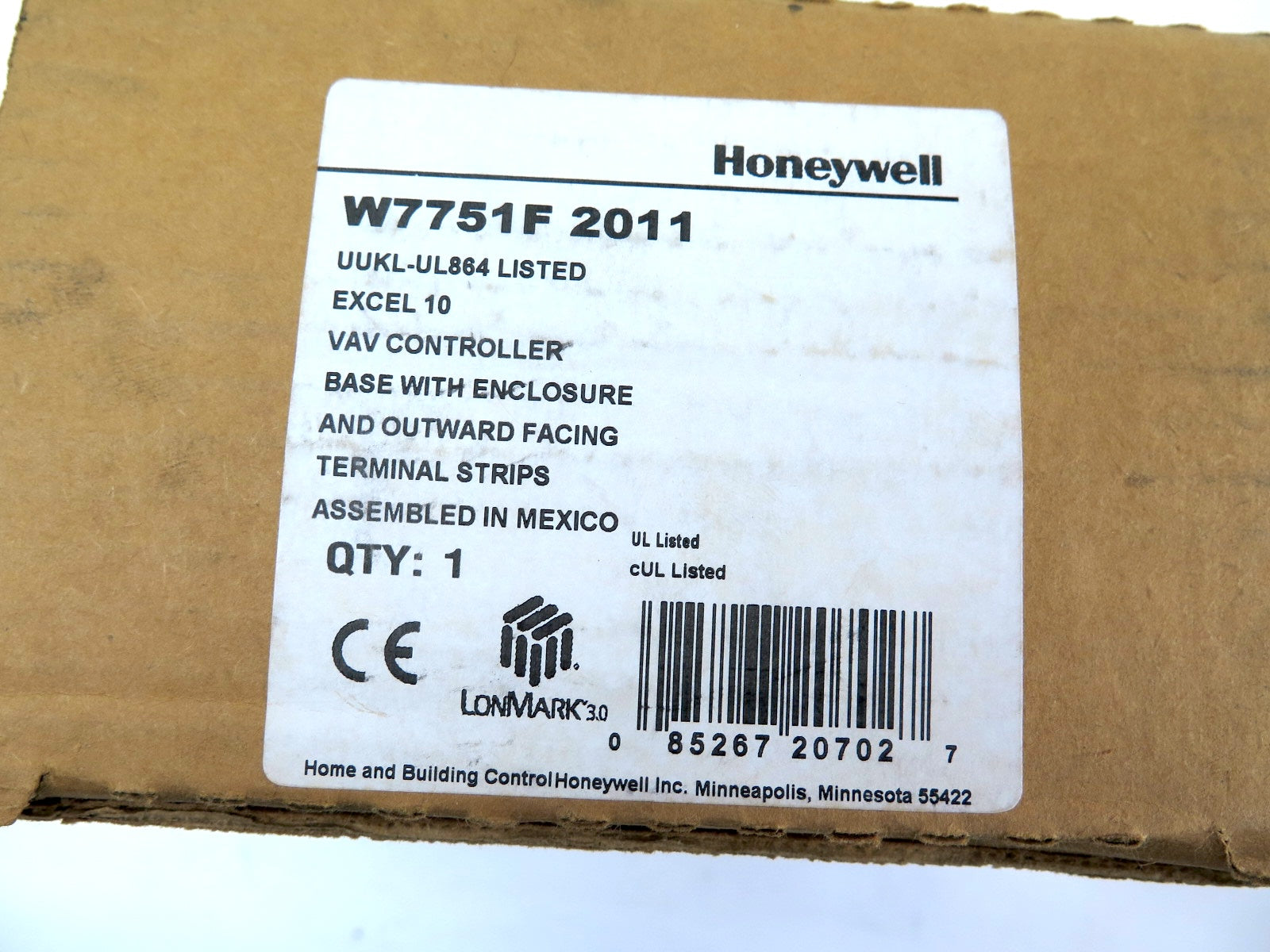 Honeywell W7751F 2011 VAV Controller Base & Enclosure Excel 10 - Advance Operations