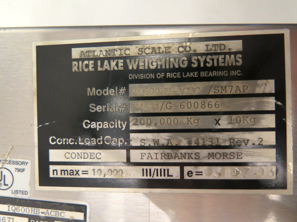 Rice Lake Scale IQ600HB-ACBC / SM7AP Weighing System Scrren Display - Advance Operations