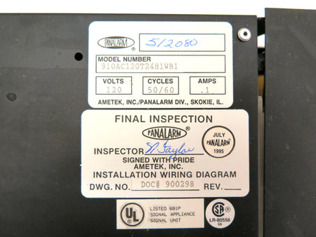 Panalarm 910AC120T24H1WB1 Control Module - Advance Operations