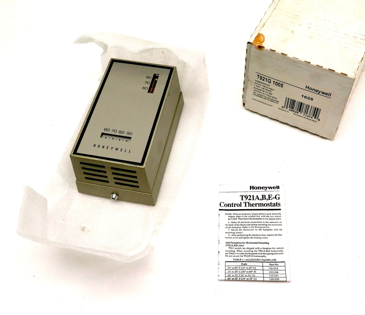 Honeywell T921G 1005 Thermostat 30Vac 100VA Max 1POT 135Ohms 56 to 84F - Advance Operations