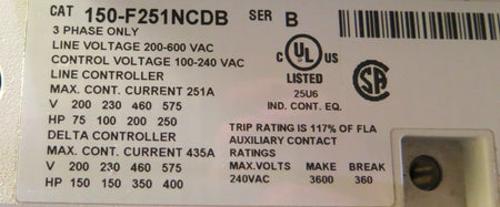 Allen-Bradley 150-F251NCDB Soft Starter 251A 250HP 200-575Vac - Advance Operations