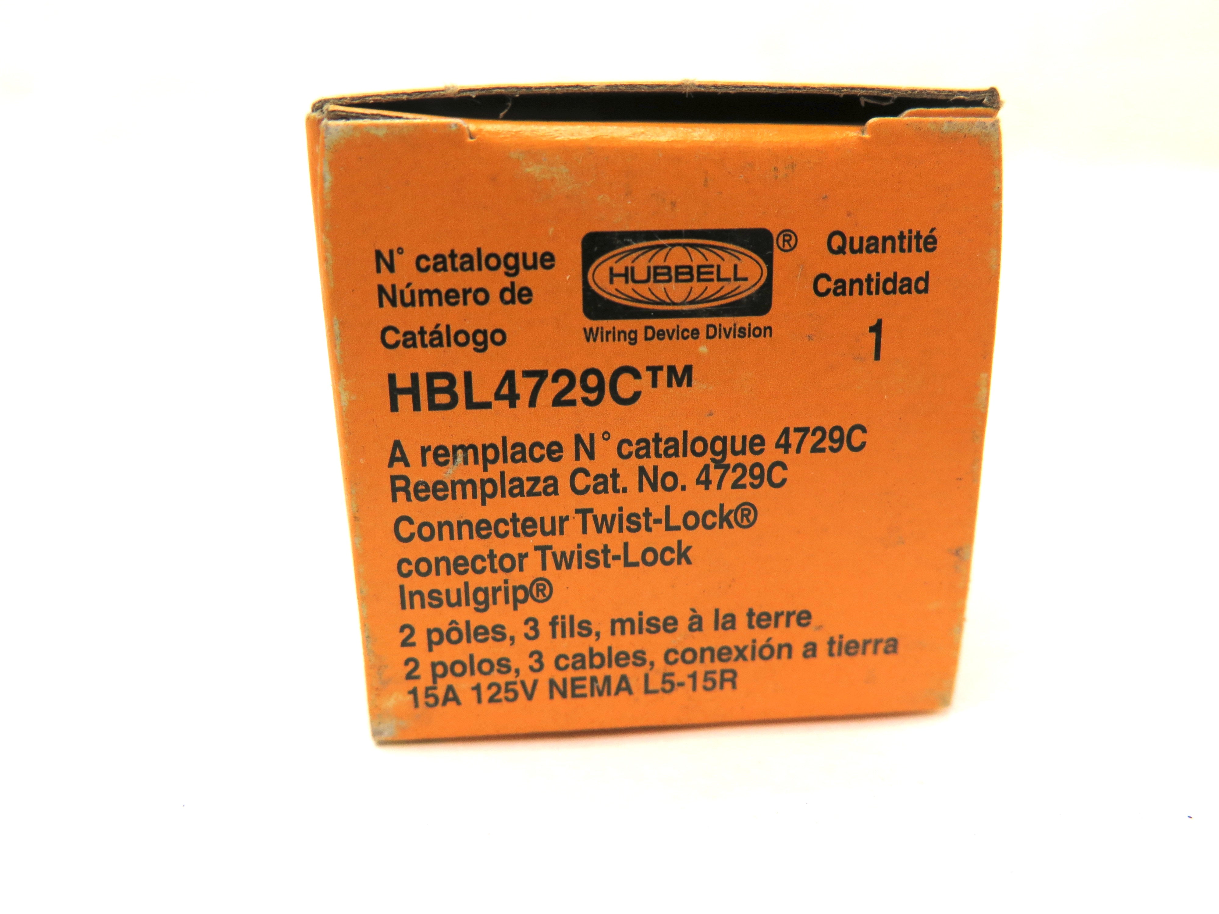 Hubbell HBL4729C Twist-Lock Connector 15A 125V NEW IN BOX - Advance Operations