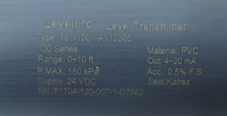 LevelPro 191-1001-A113305 Level Transmitter / Sensor 0-10FT 24VDC - Advance Operations
