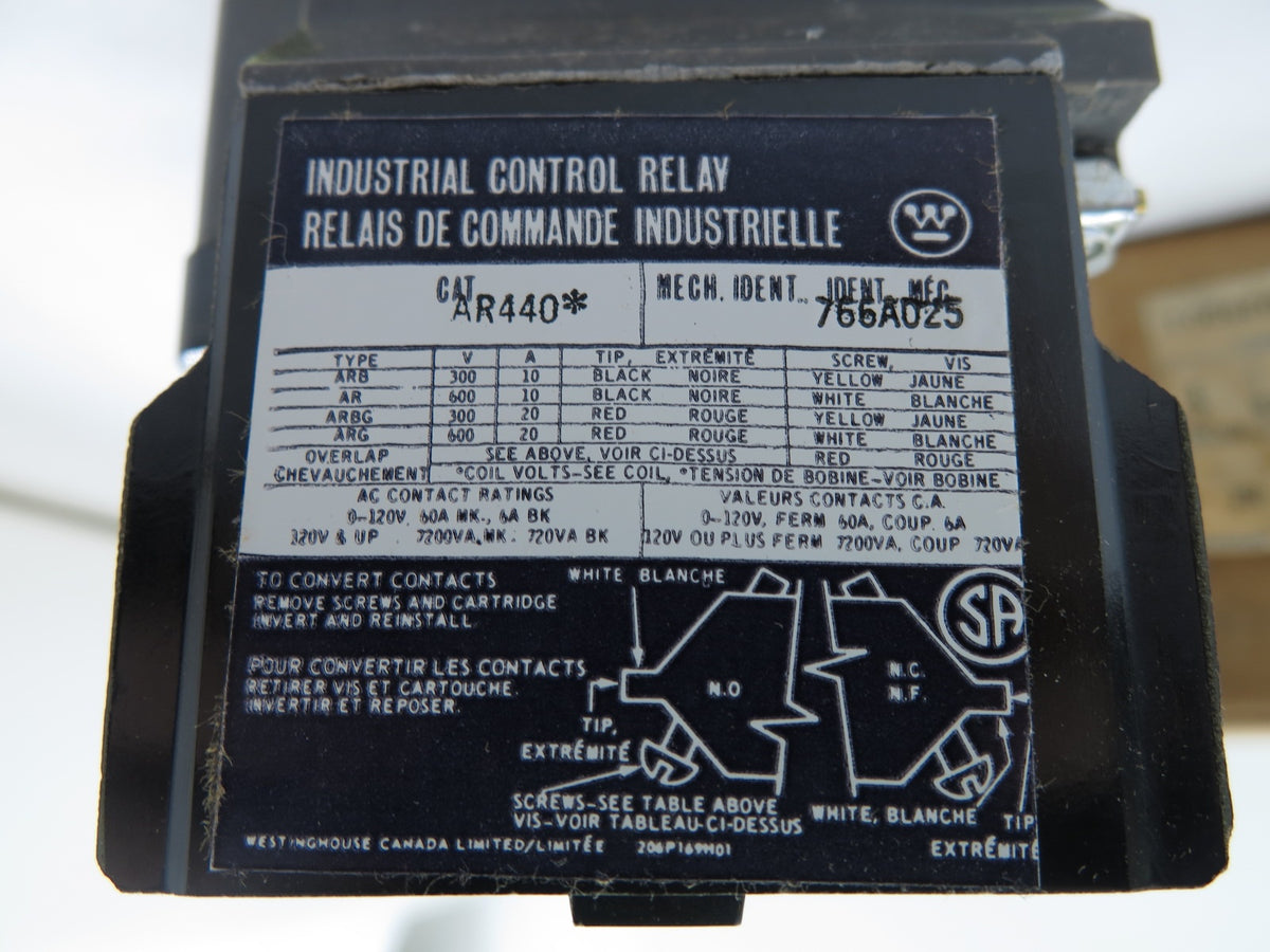 Westinghouse 766A025G01 / AR440* Control Relay - Advance Operations