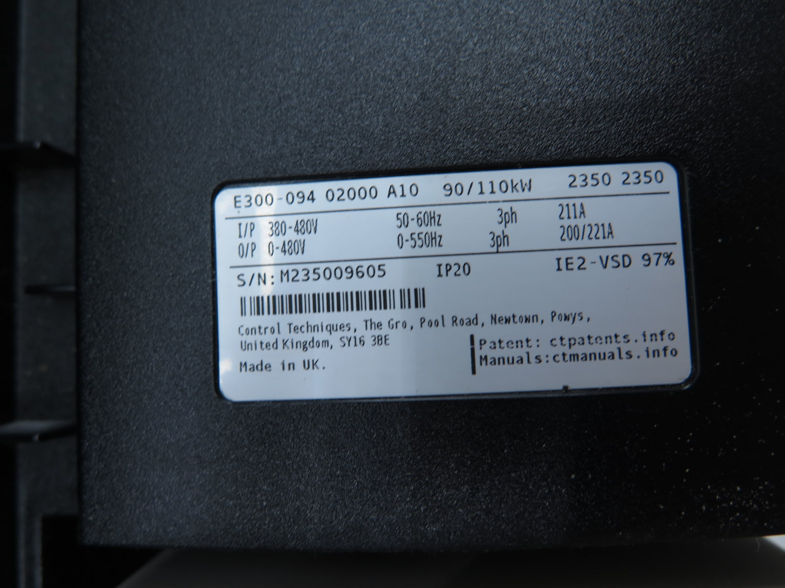 Control Techniques E300-094 02000 A10 Elevator Drive 90/110kW 380-480V 3PH - Advance Operations