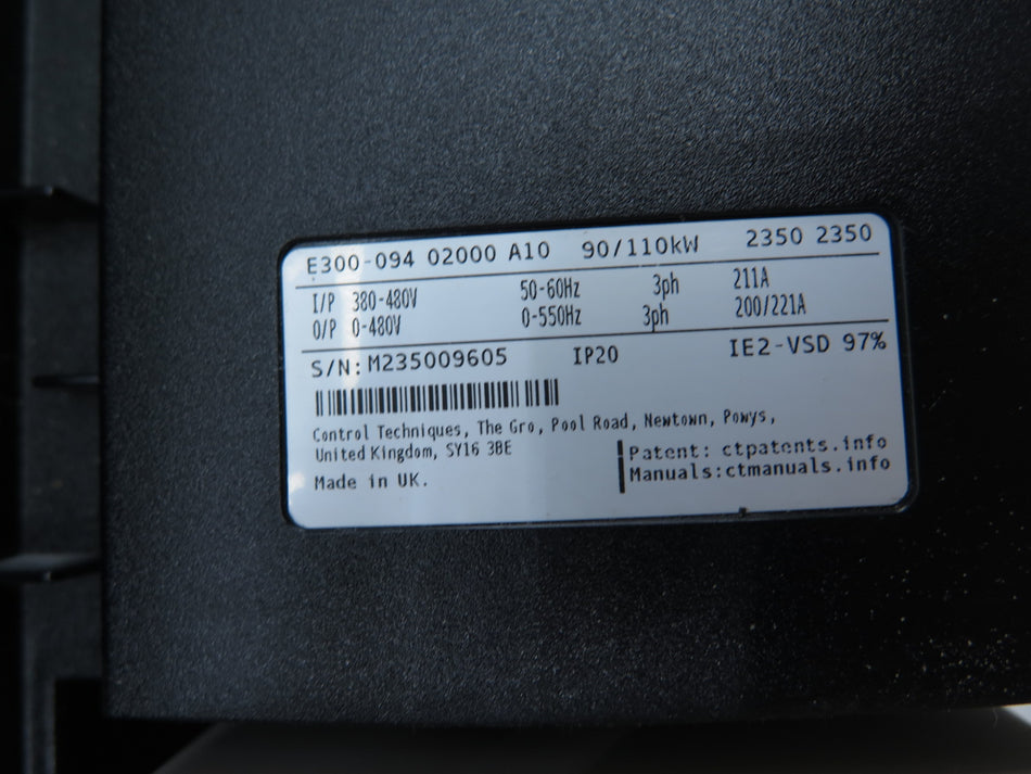 Control Techniques E300-094 02000 A10 Elevator Drive 90/110kW 380-480V 3PH - Advance Operations