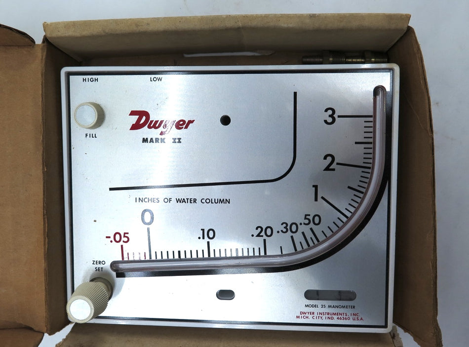 Dwyer Model 25 Mark II Manometer - Advance Operations