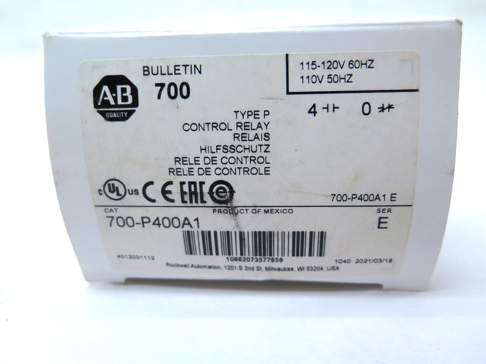 Allen-Bradley 700-P400A1 Control Relay - Advance Operations