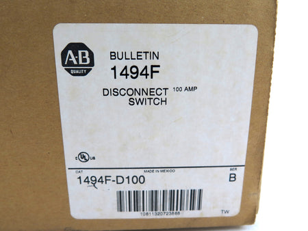 Allen-Bradley 1494F-D100 Disconnect Switch - Advance Operations