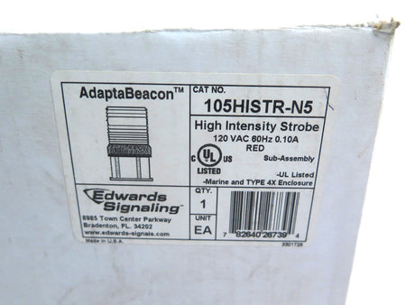 Edwards Signaling 105HISTR-N5 HI-INTENS Strobe RED 120vac Ac - Advance Operations
