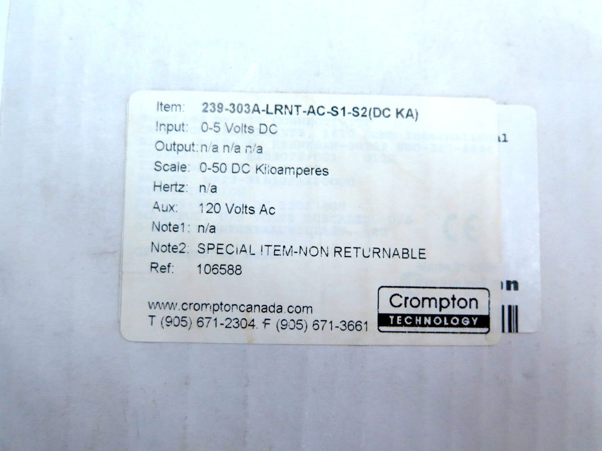 Crompton Instruments 239-303A-LRNT-AC-S1-S2 Analog Meter Relay - Advance Operations