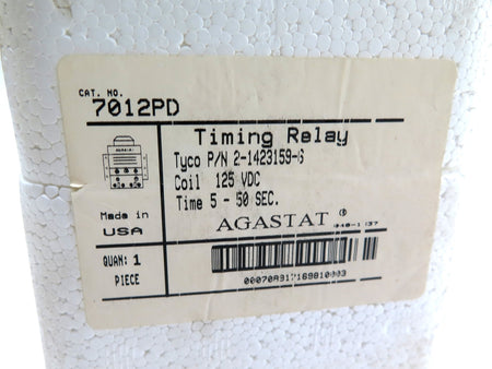 Agastat 7012PD Timing Relay Coil 125Vdc Time 5-50 Seconds FACTORY SEAL - Advance Operations