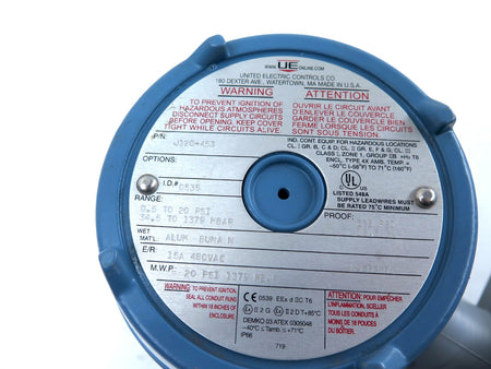 United Electric J120-453 Mechanical Pressure Switch - Advance Operations