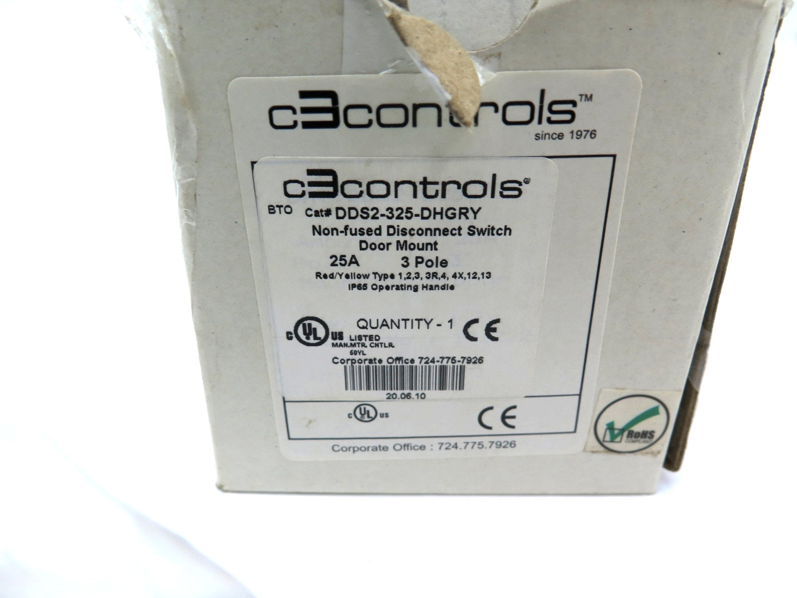 C3 Controls DDS2-325-DHGRY Rotary Disconnect - Advance Operations
