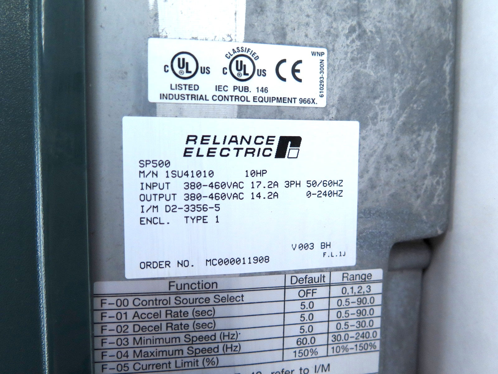 Reliance 1SU41010 AC Drive SP500 10HP 380-460Vac - Advance Operations