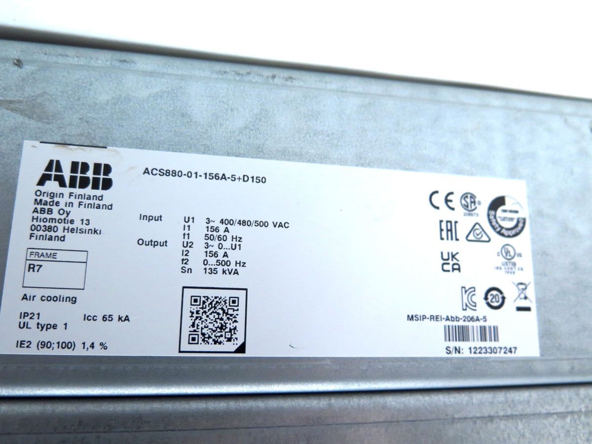 ABB ACS880-01-156A-5+D150 AC Drive 400-500Vac 135kVa - Advance Operations