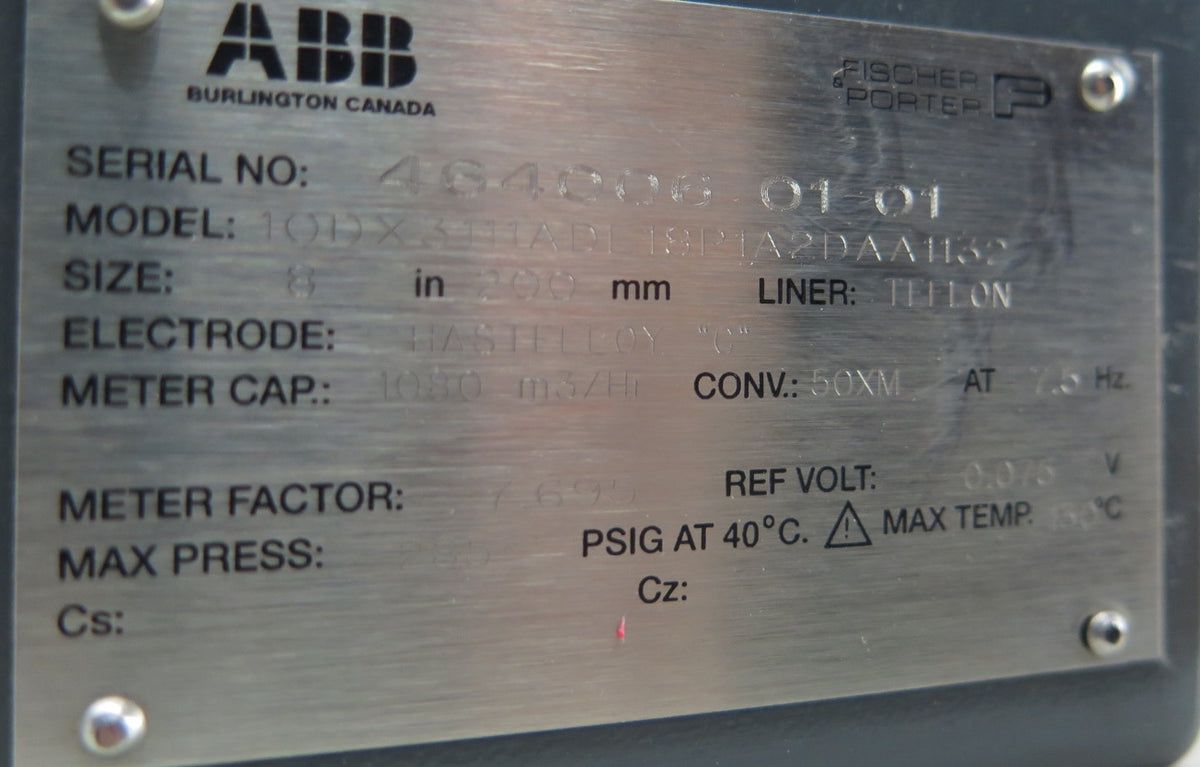ABB 10DX3111ADE18P1A2DAA1132 Magnetic Flow Meter 8" Liner Teflon - Advance Operations