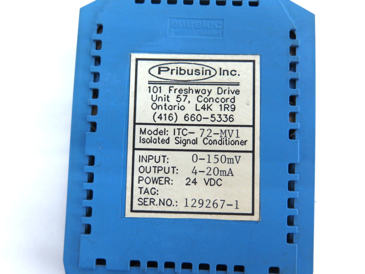 Pribusin ITC-72-MV1 ISOLATED SIGNAL CONDITIONER 0-10VDC 4-20mA 24VDC 80mA - Advance Operations