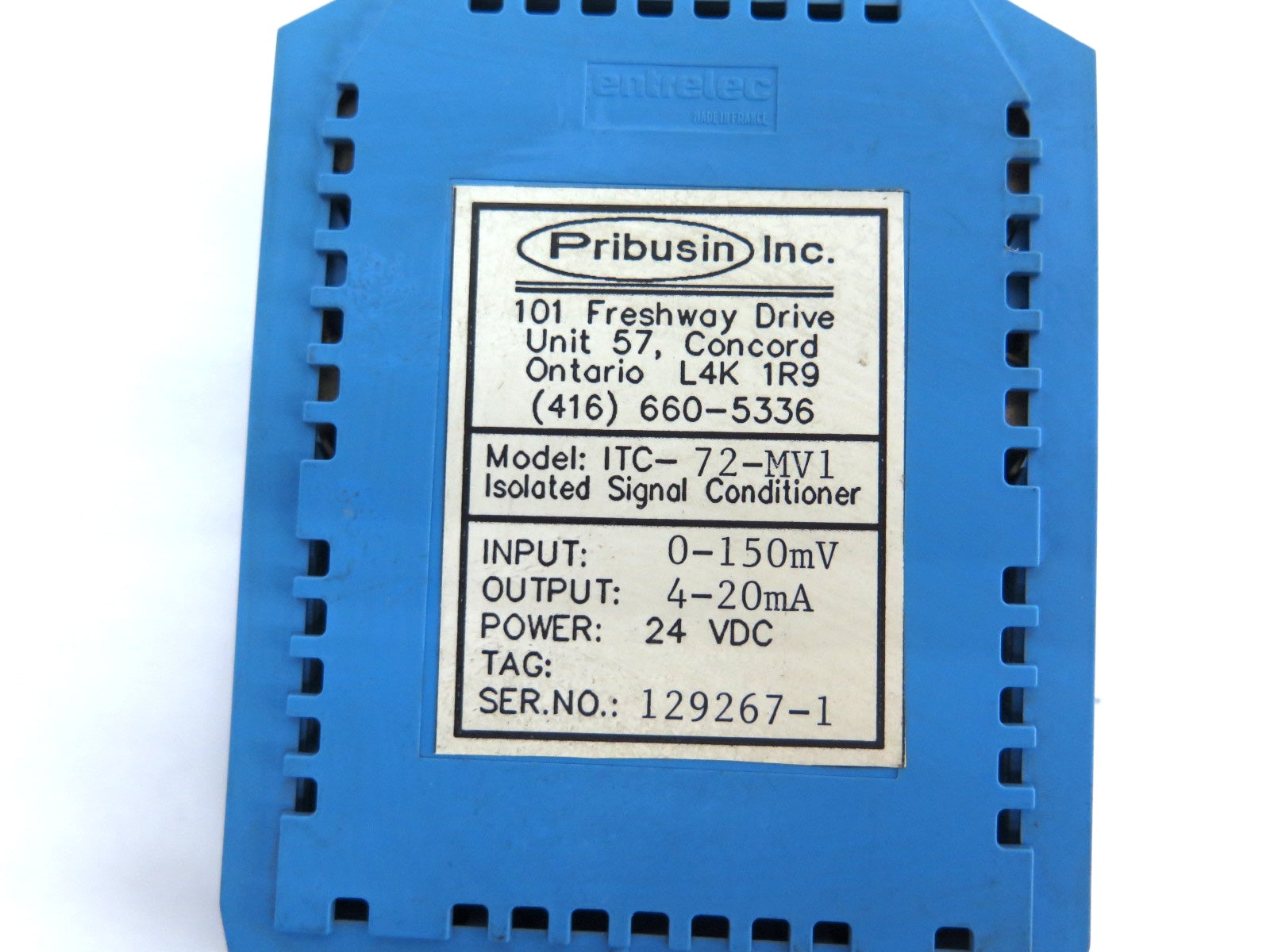 Pribusin ITC-72-MV1 ISOLATED SIGNAL CONDITIONER 0-10VDC 4-20mA 24VDC 80mA - Advance Operations