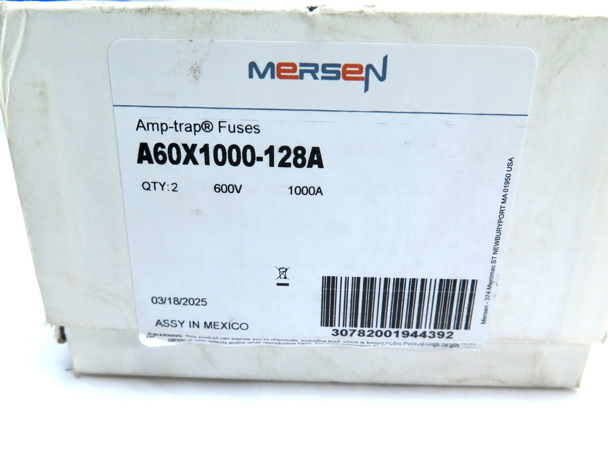 Mersen / Ferraz-Shawmut A60X1000-128A Amp-Trap Fuses BOX OF 2 600V 1000A - Advance Operations