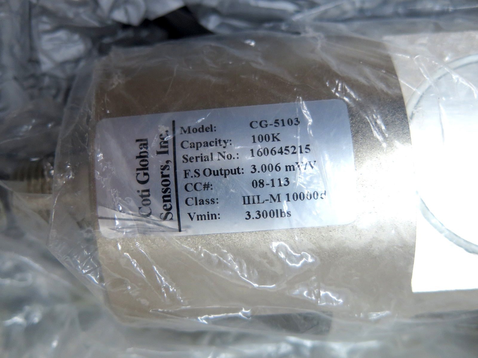 Coti Global Sensor Inc. CG-5103 Load Cell 100K Stainless Steel - Advance Operations