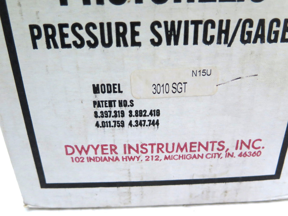 Dwyer 3010SGT Photohelic Pressure Switch / Gauge - Advance Operations