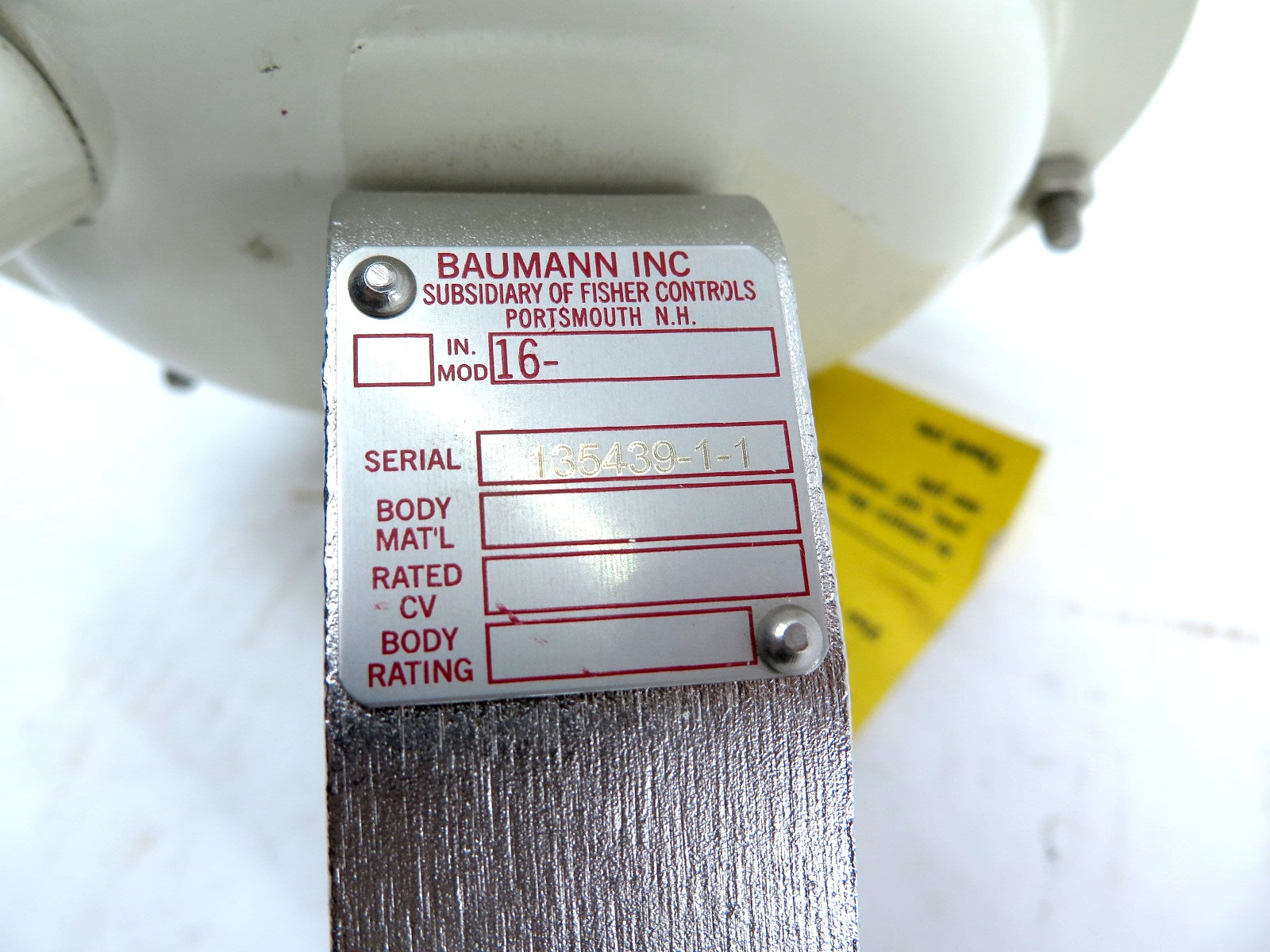 Baumann Model 16 Pneumatic Diaphragm Actuator ATR - Advance Operations