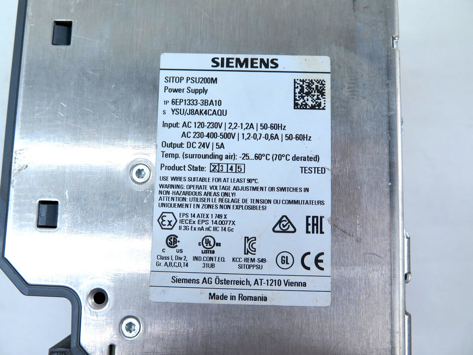 Siemens 6EP1333-3BA10 Power Supply SITOP PSU200M - Advance Operations