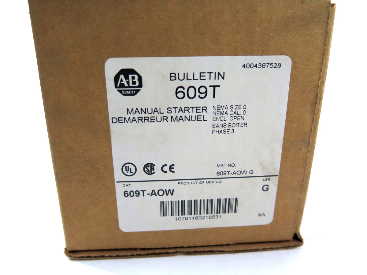 Allen-Bradley 609T-AOW Manual Motor Starter SER.G - Advance Operations