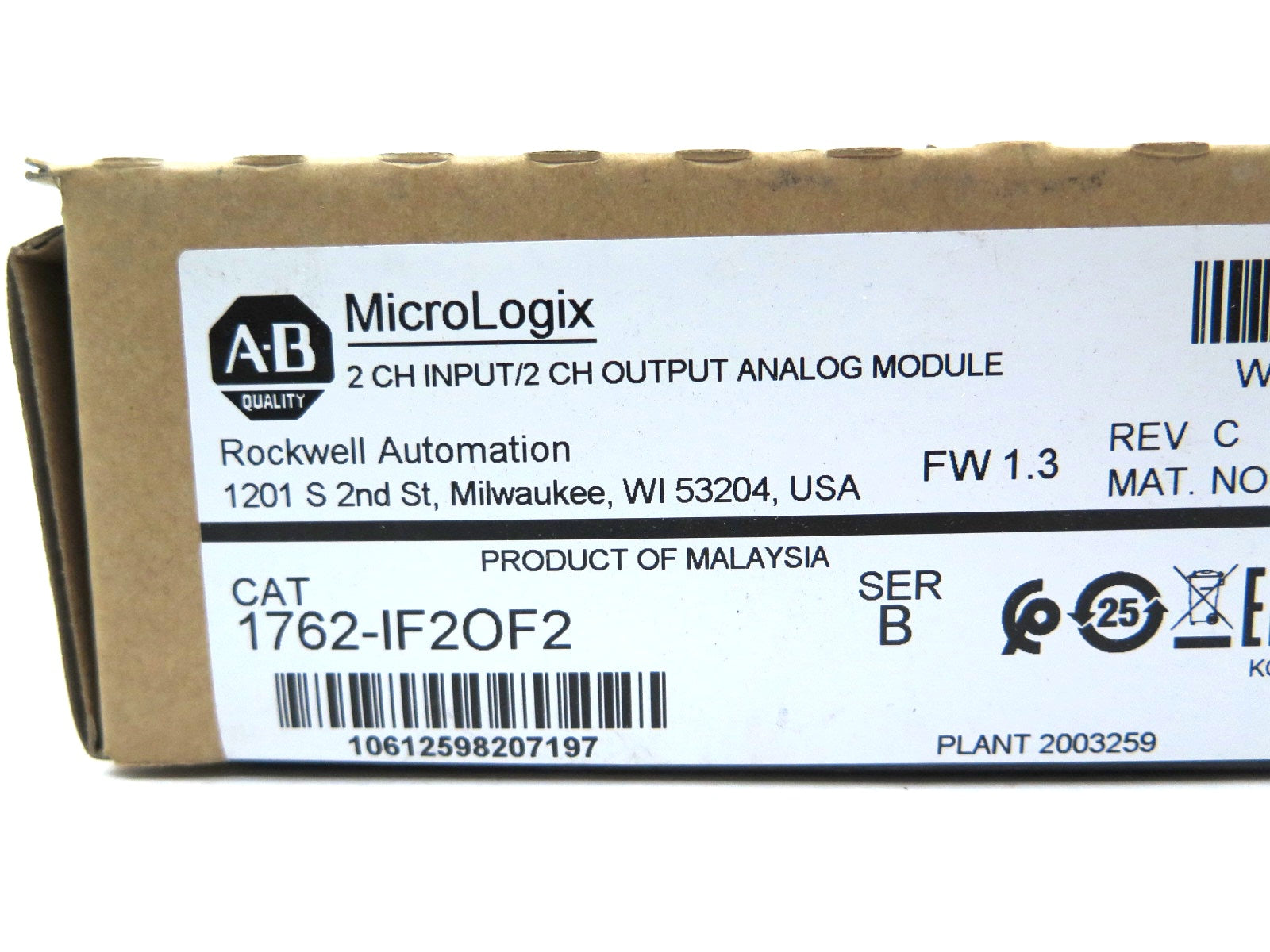 Allen-Bradley 1762-IF2OF2 2 CH INPUT/2 CH OUTPUT ANALOG MODULE - Advance Operations