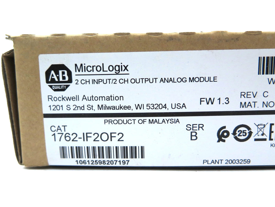 Allen-Bradley 1762-IF2OF2 2 CH INPUT/2 CH OUTPUT ANALOG MODULE - Advance Operations